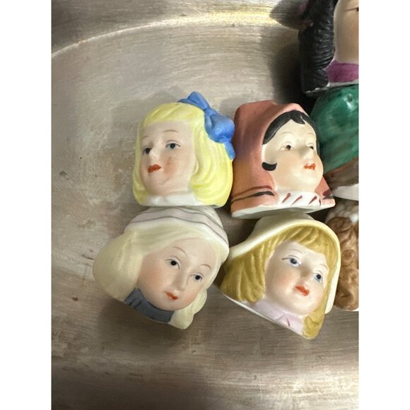 Set Of 12 Calhoun dolls of the world Vintage Ceramic Head thimbles - Picture 4 of 5